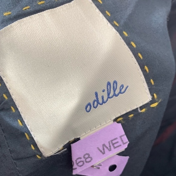 Anthropologie Odille striped cross over halter peplum top red 4 small - Picture 3 of 5